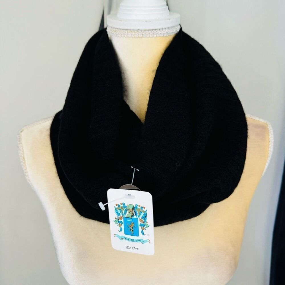 Portolano 100% Cashmere Infinite Neck Warmer Scarf, Luxurious  Black, NWT‎